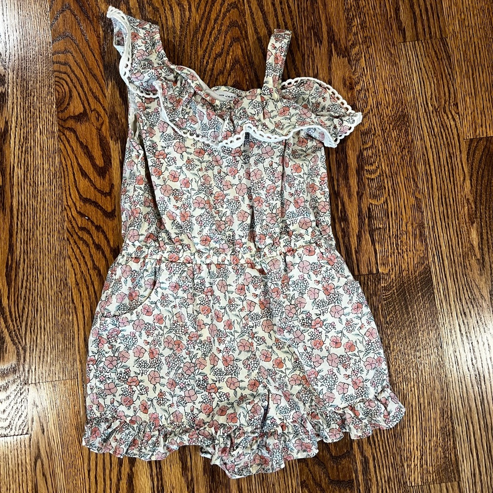 NWOT Janie and Jack floral print one-shoulder romper